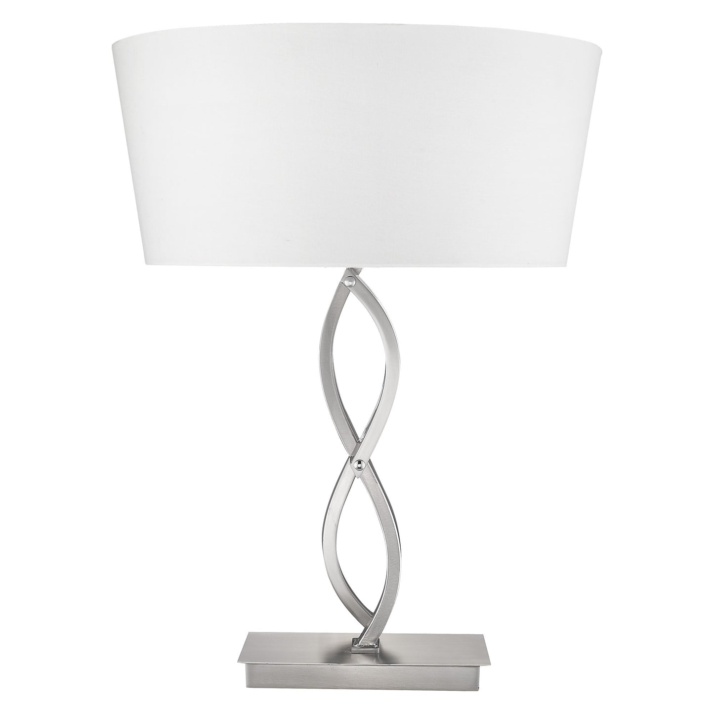 25" Silver Metal Table Lamp With White Empire Shade