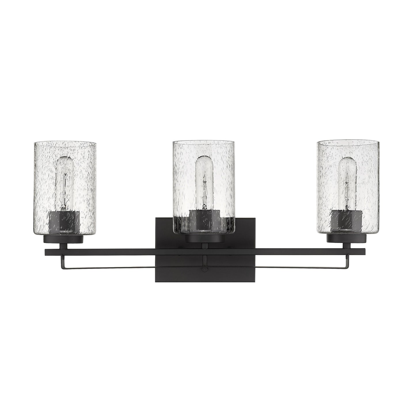 Bronze Metal and Textured Glass Three Light Wall Sconce