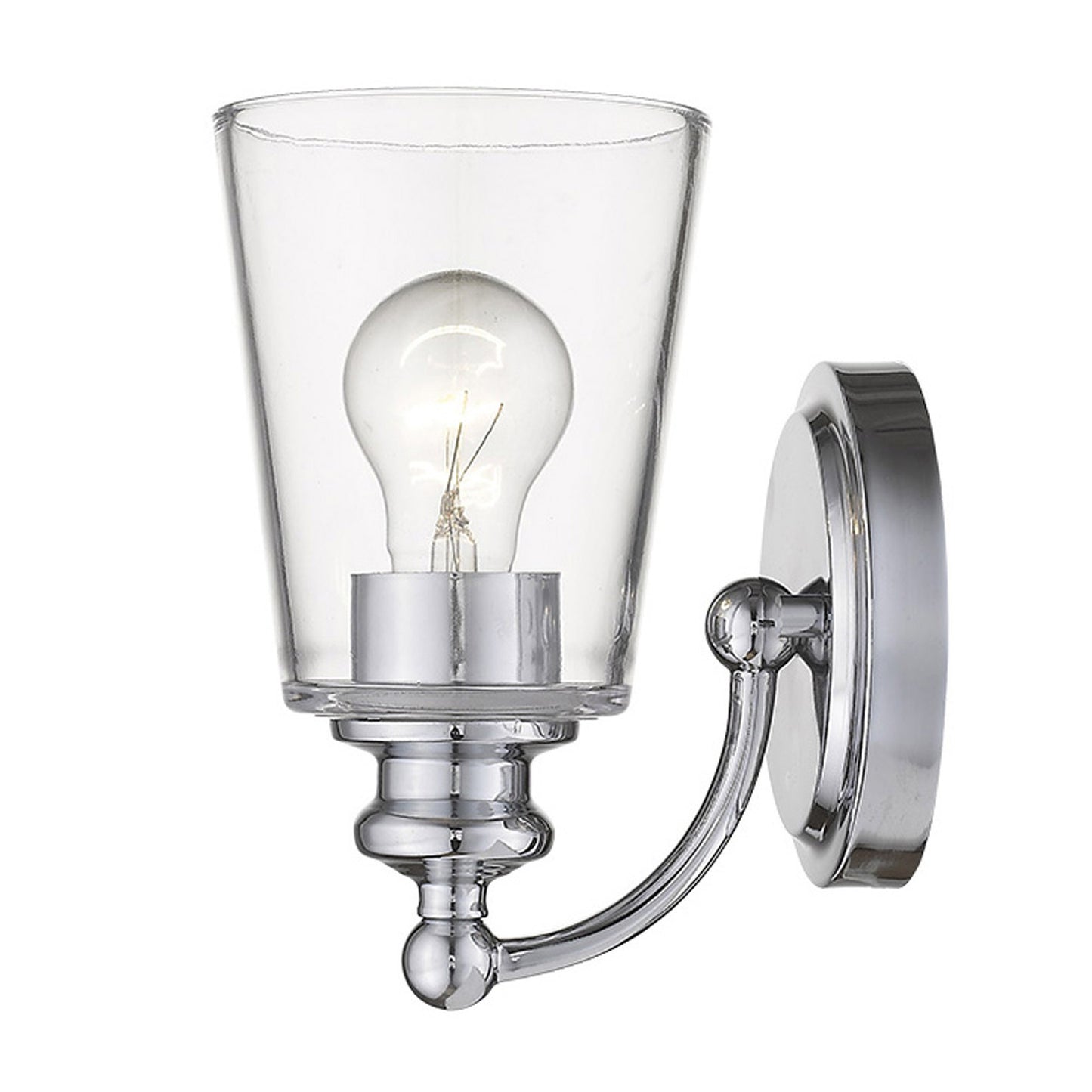 One Light Silver Glass Shade Wall Sconce