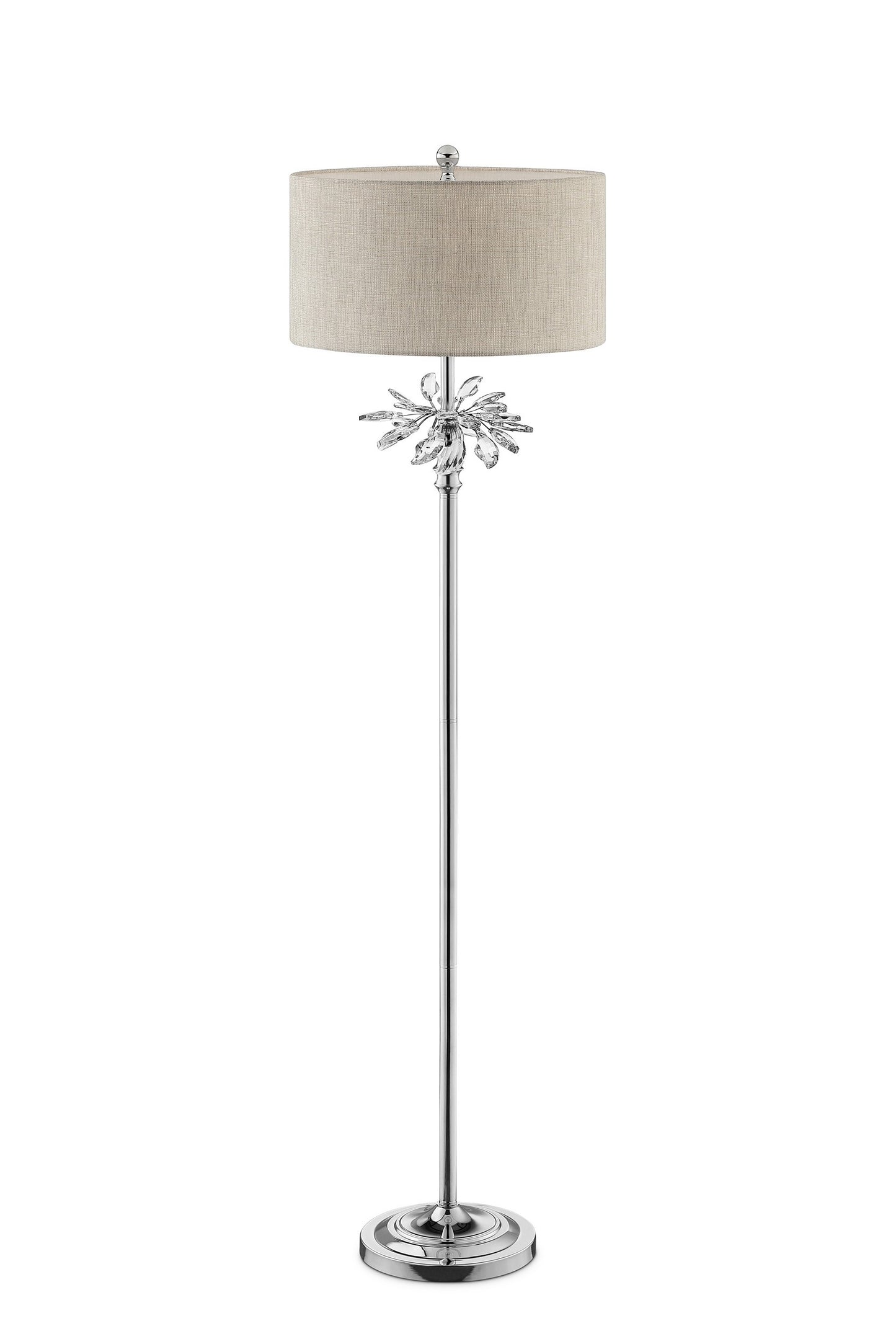 62" Chrome Traditional Shaped Floor Lamp With Silver Drum Shade