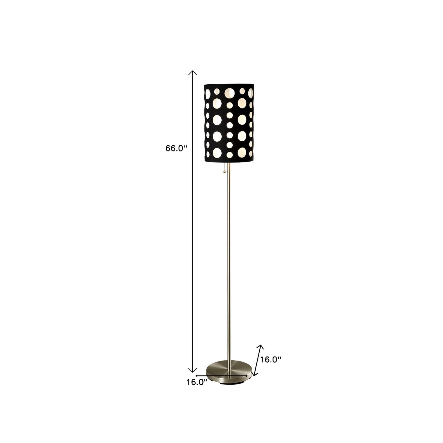 66" Steel Novelty Floor Lamp With Black And White Drum Shade