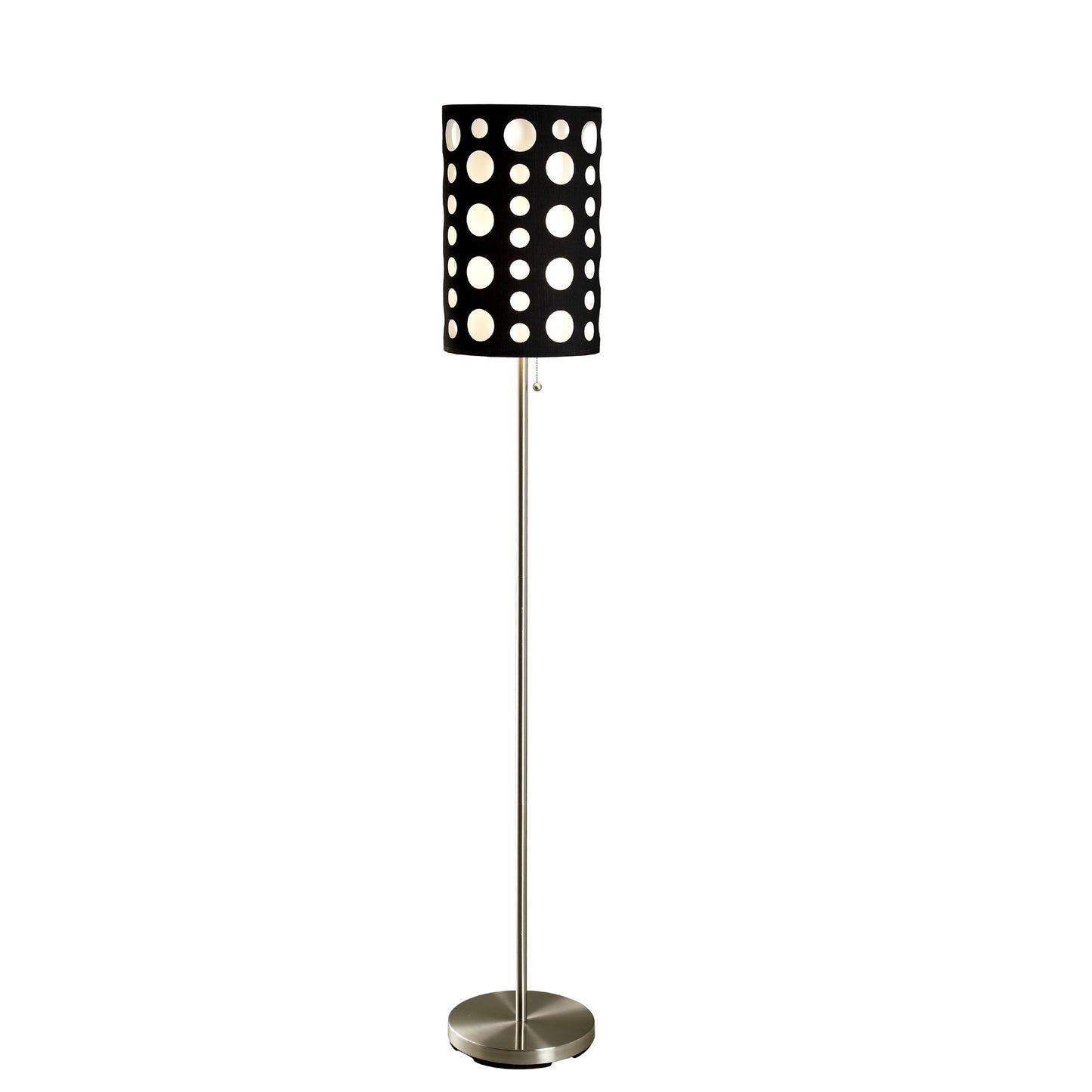 66" Steel Novelty Floor Lamp With Black And White Drum Shade