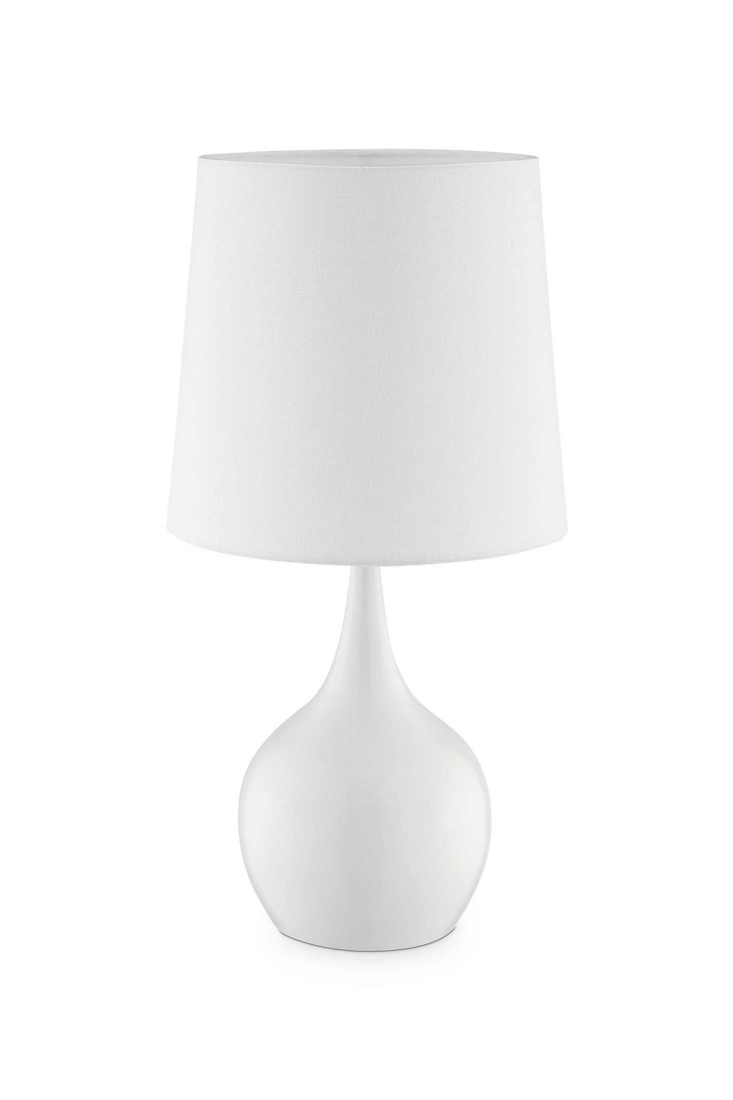 24" White Metal Bedside Table Lamp With Off-White Shade