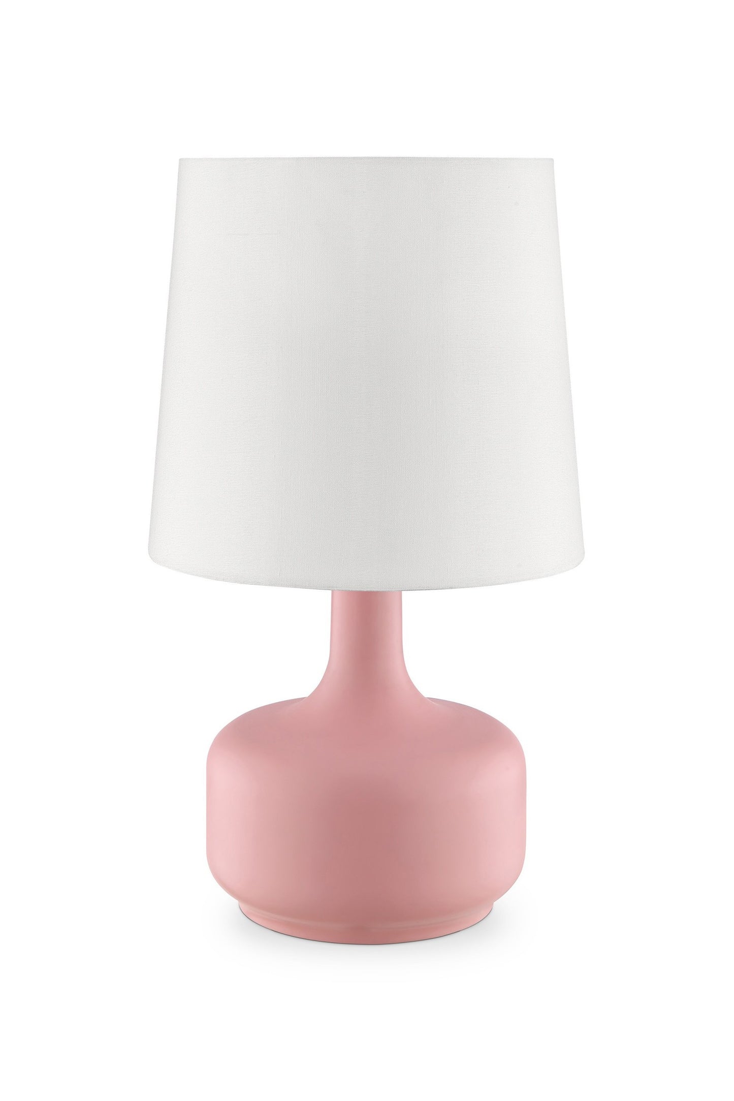 17" Pink Metal Bedside Table Lamp With White Shade