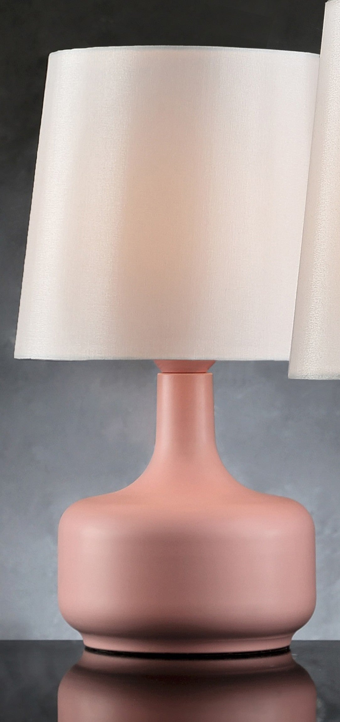 17" Pink Metal Bedside Table Lamp With White Shade