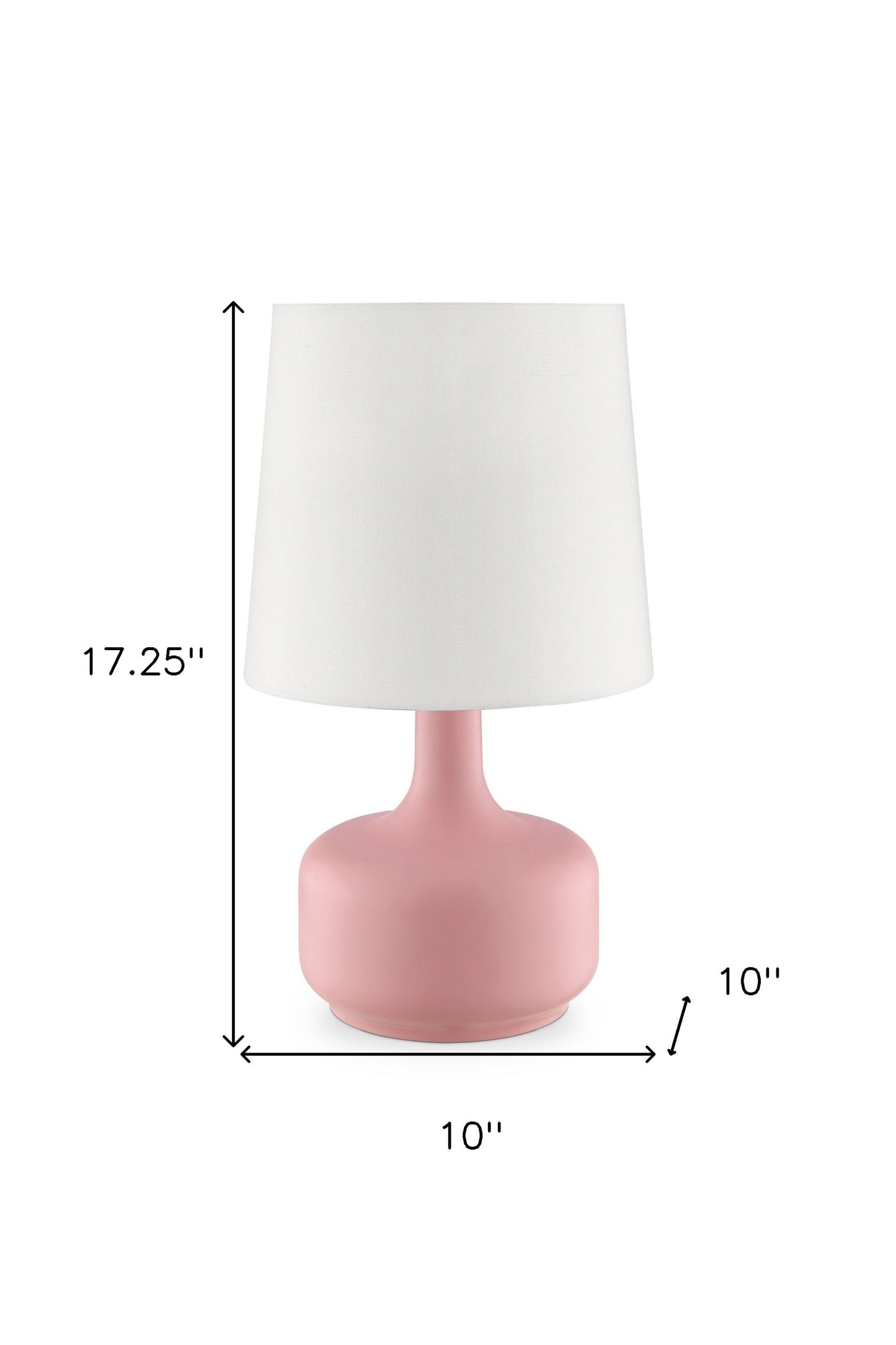 17" Pink Metal Bedside Table Lamp With White Shade