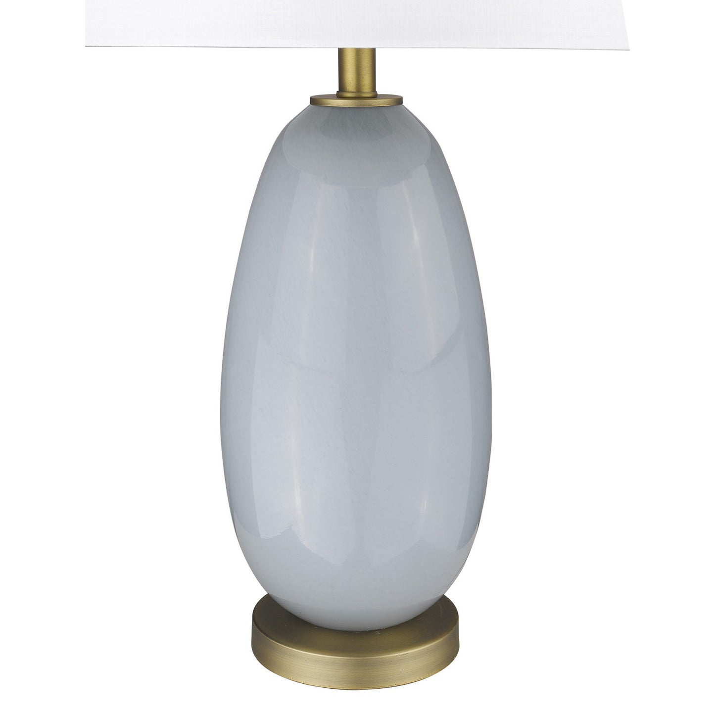 29" Brass Metal Column Table Lamp With White Drum Shade