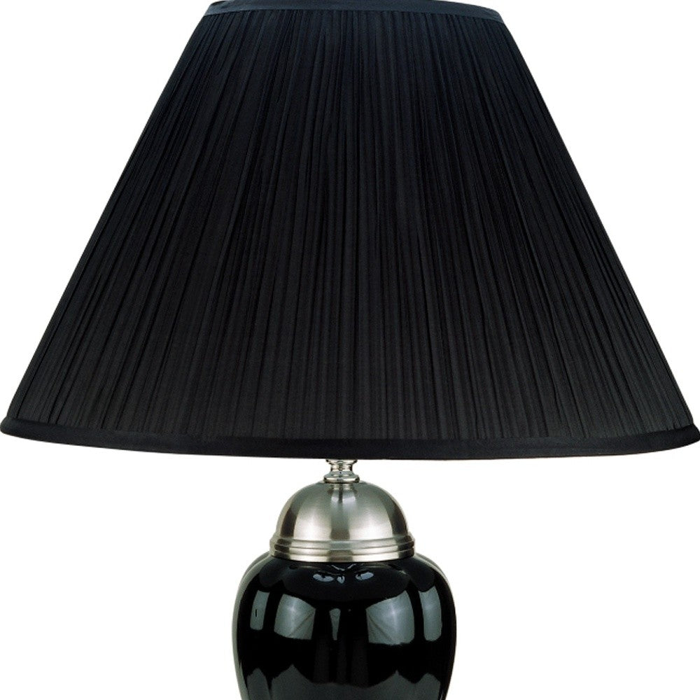 27" Black Ceramic Bedside Table Lamp With Black Shade