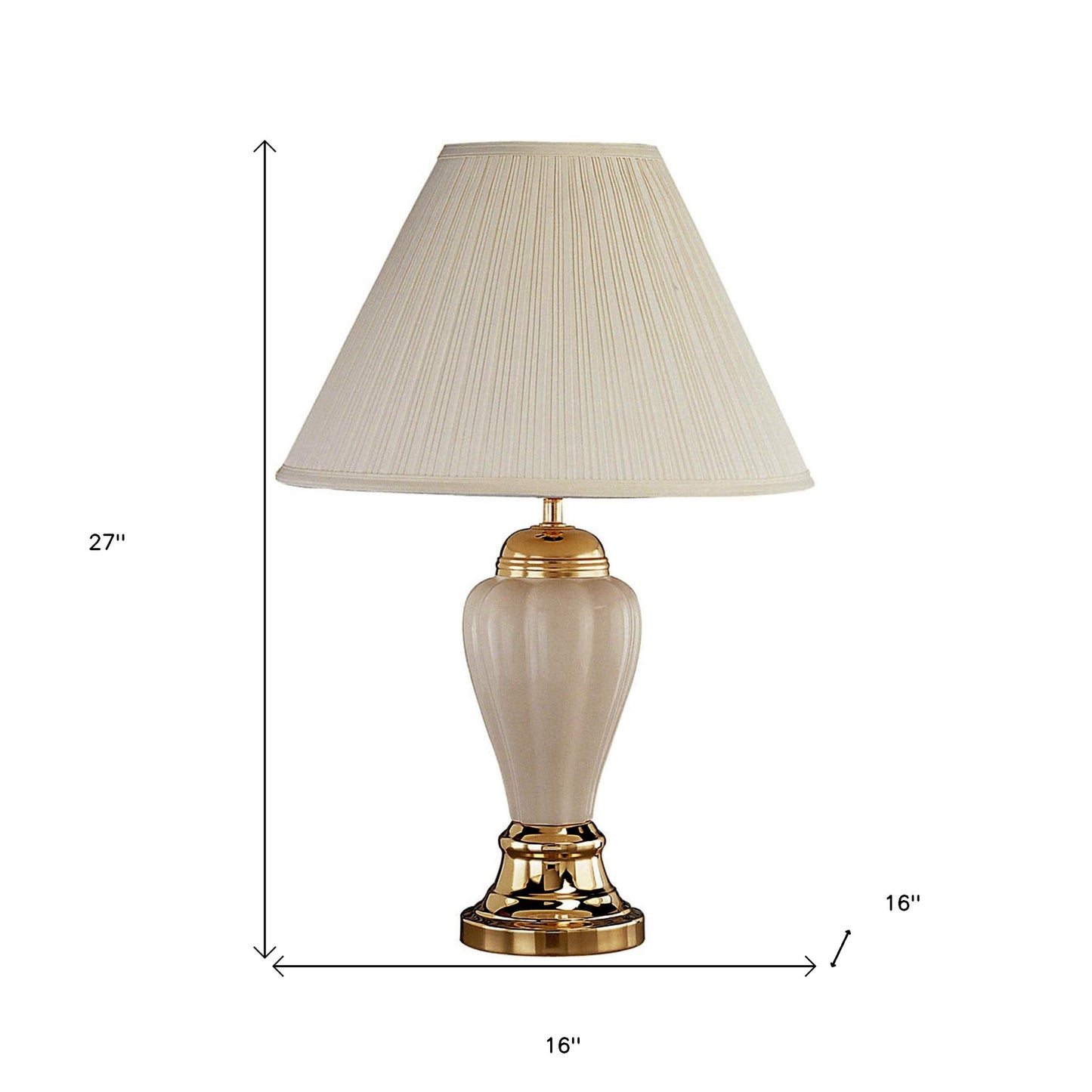 27" Beige Ceramic Bedside Table Lamp With Off-White Shade