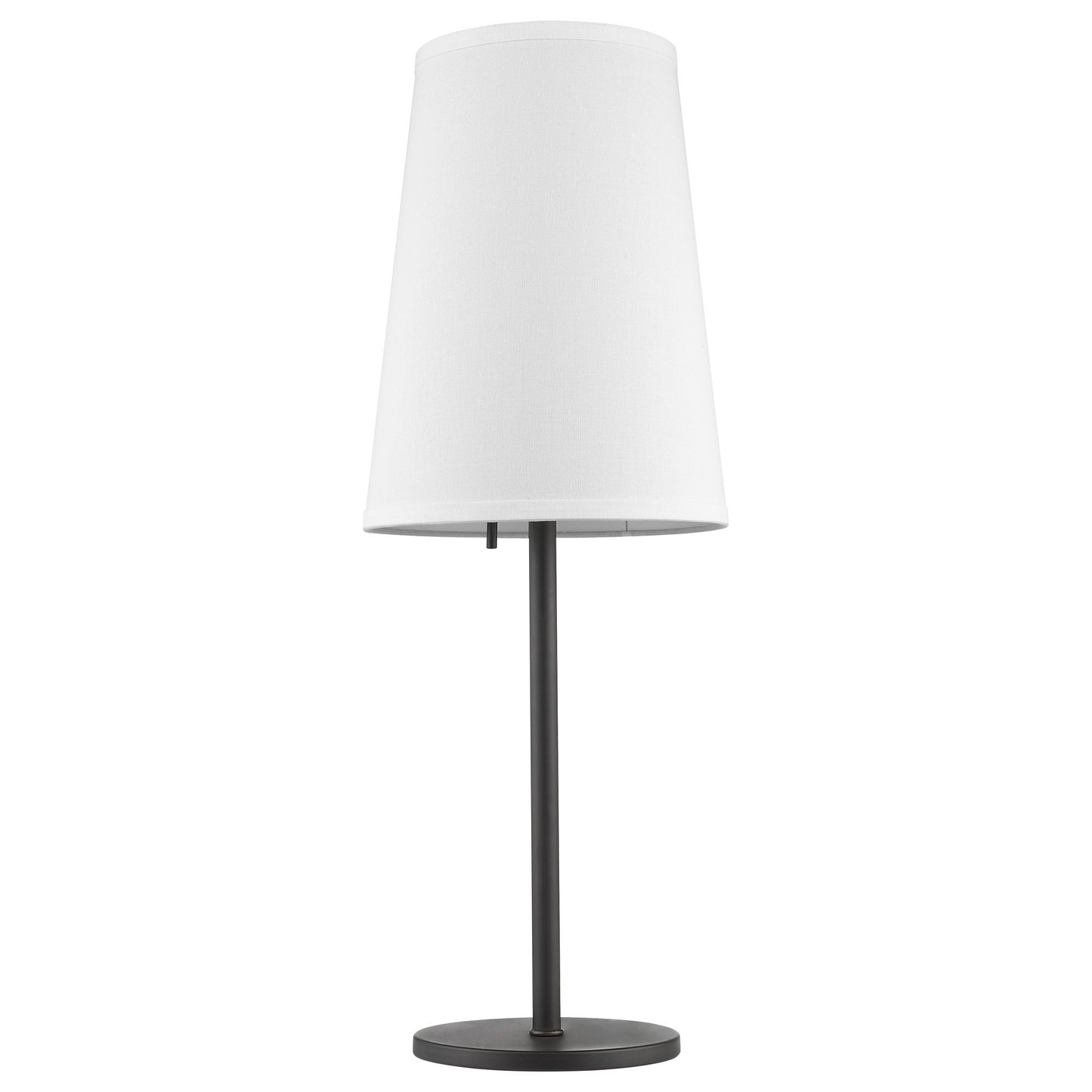 27" Black Metal Table Lamp With White Empire Shade