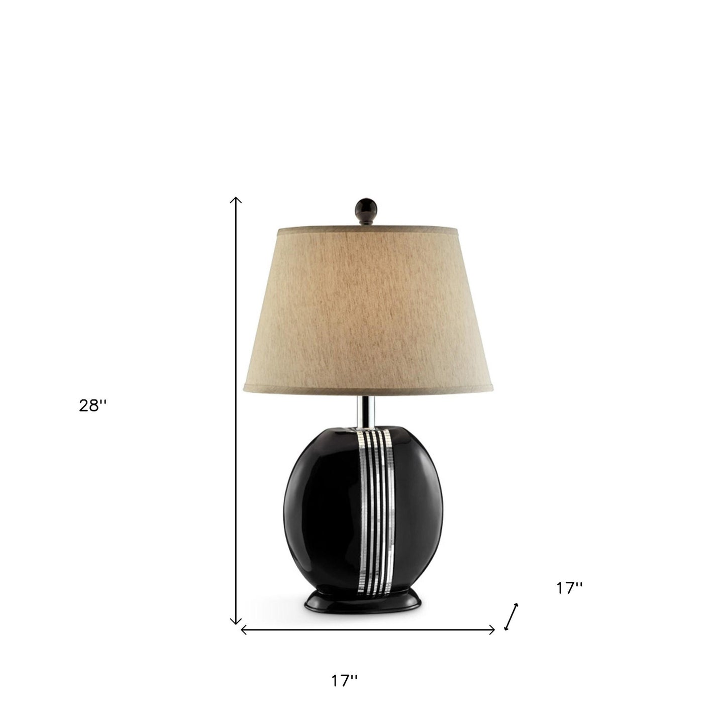 Black Polyresin Lamp with Beige Fabric Shade