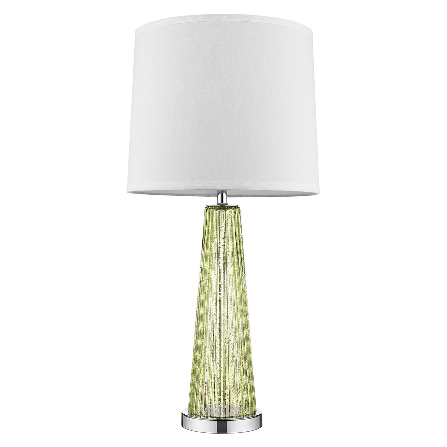 29" Silver Metal Table Lamp With White Empire Shade