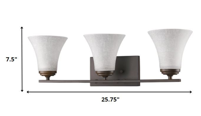 Three Light Bronze Wall Light with Tapered Glass Shade