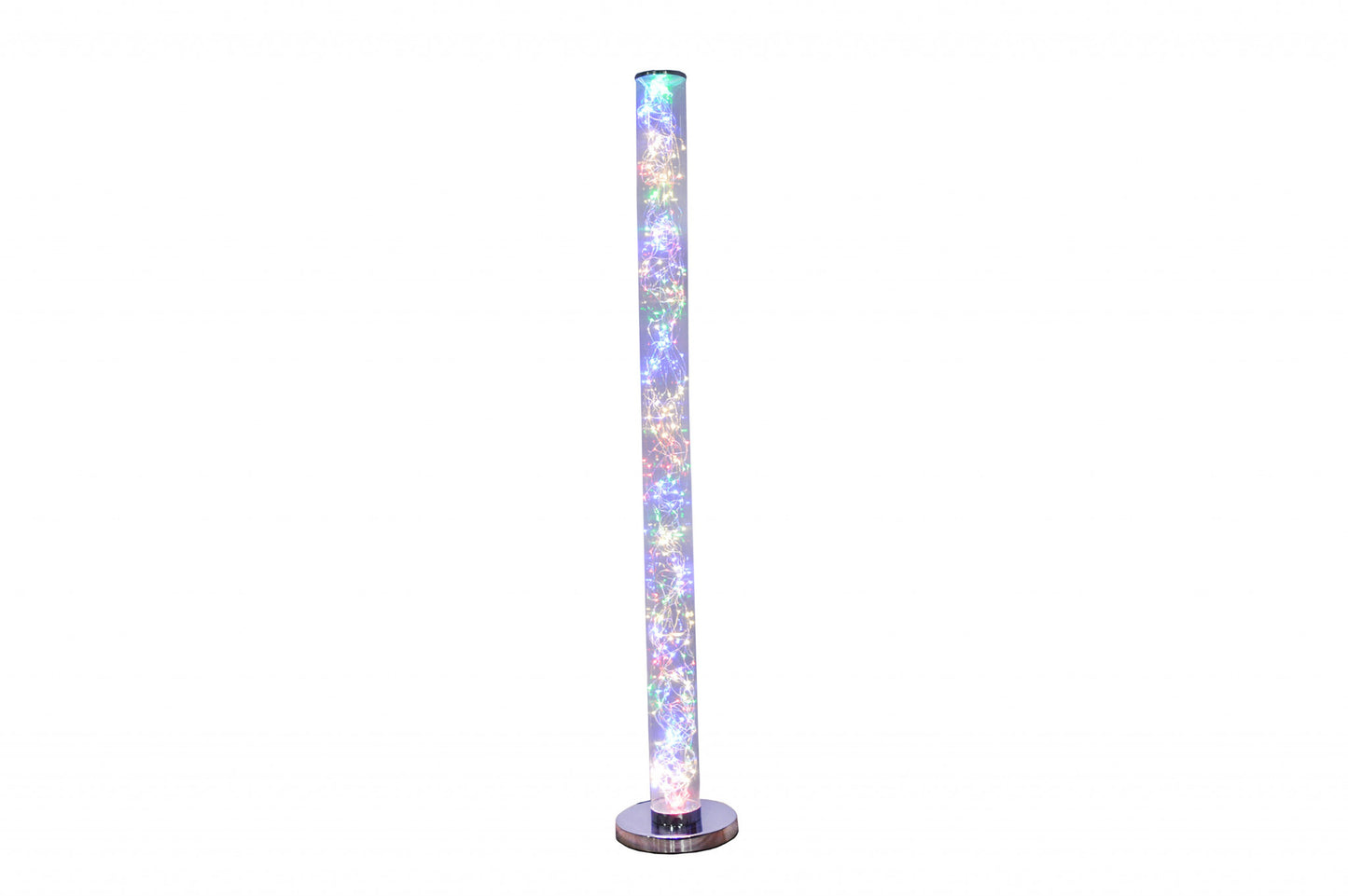 49" Steel LED Column Floor Lamp With Clear Drum Shade