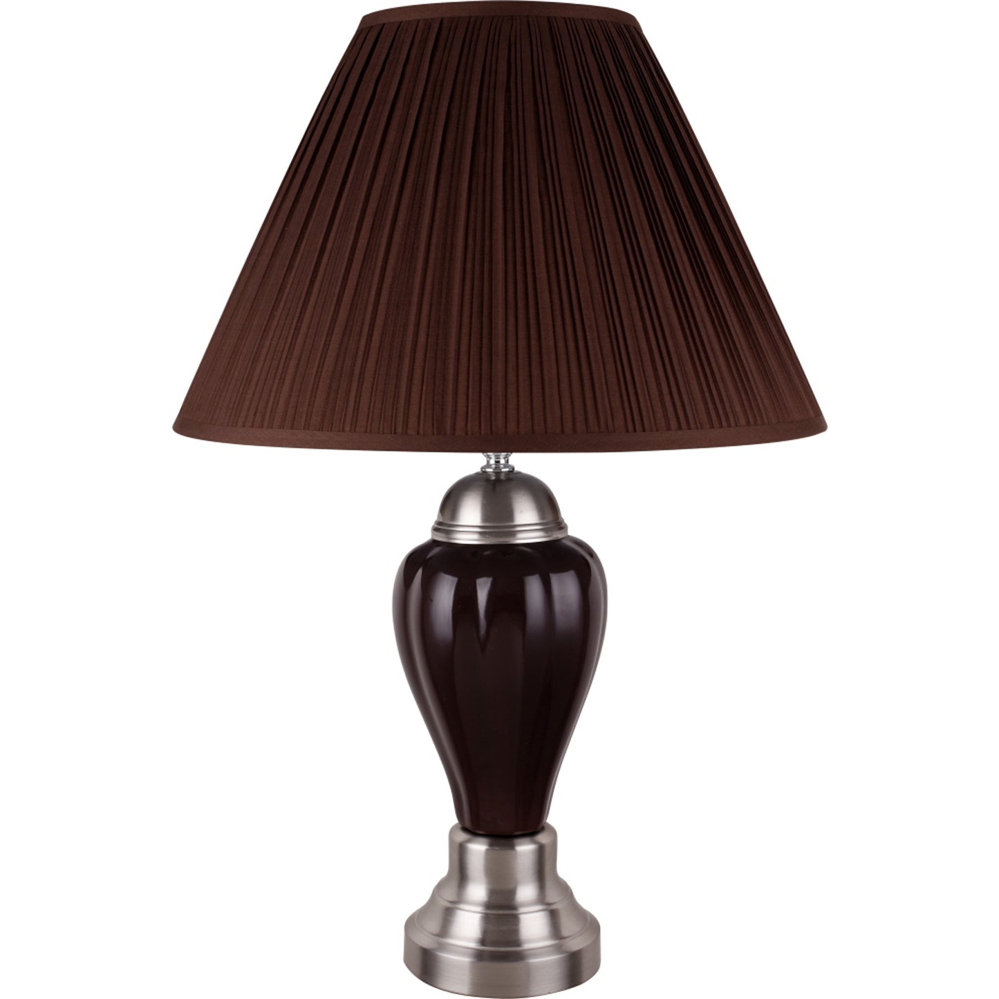 27" Brown Ceramic Bedside Table Lamp With Brown Shade