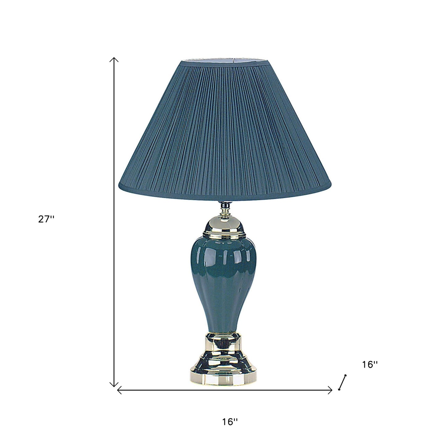 27" Green Ceramic Bedside Table Lamp With Green Shade