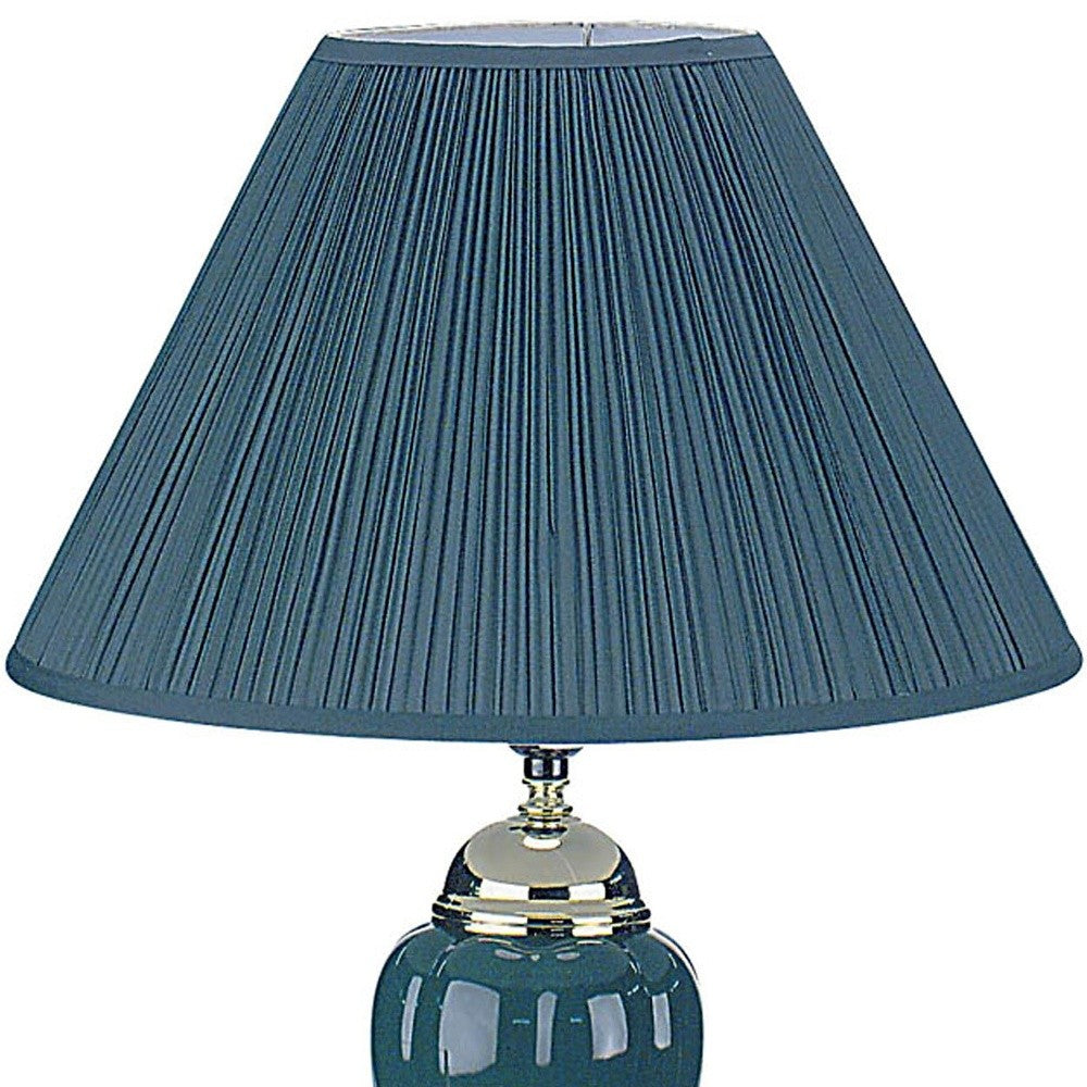 27" Green Ceramic Bedside Table Lamp With Green Shade