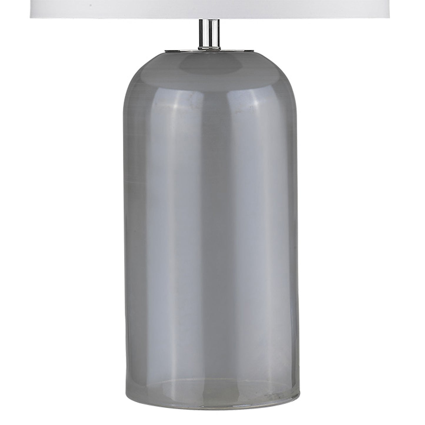 30" Gray Glass Column Table Lamp With White Drum Shade