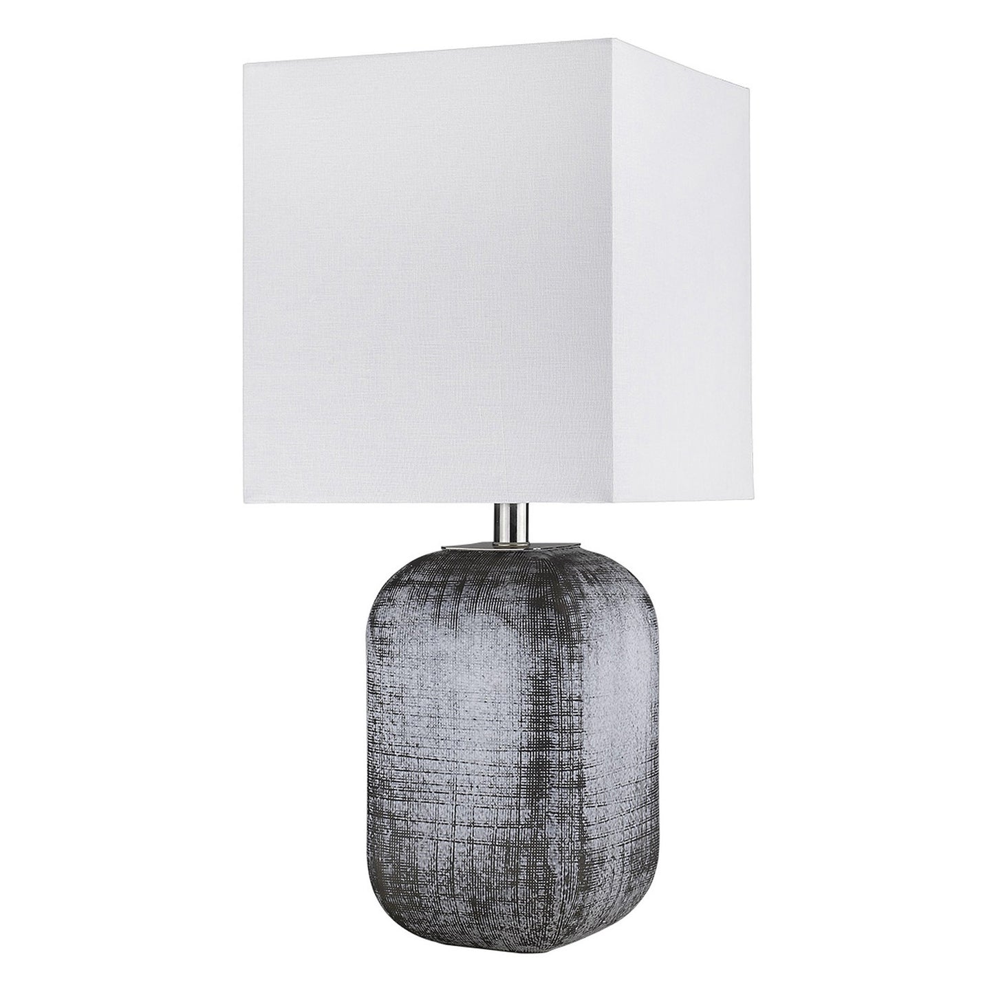 25" Gray Ceramic Table Lamp With White Square Shade