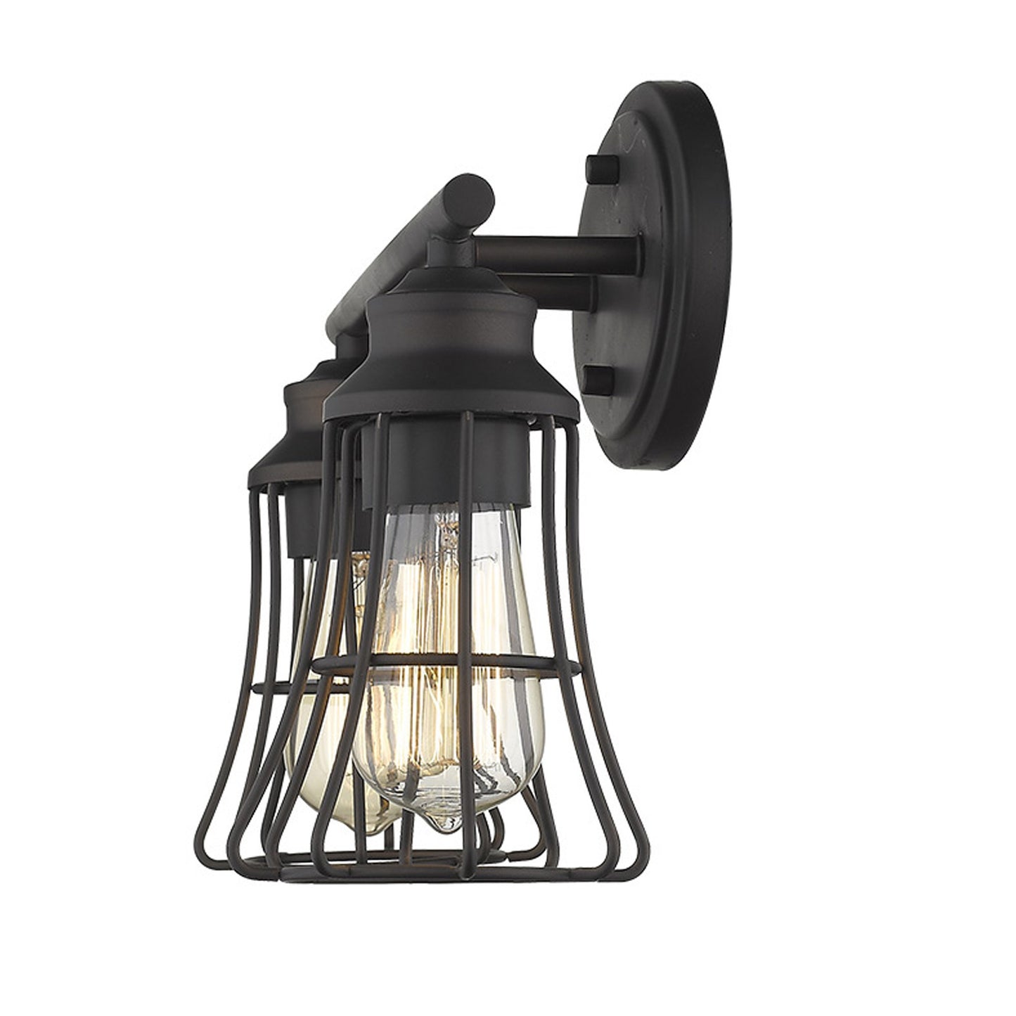 Two Light Bronze Cage Wall Light