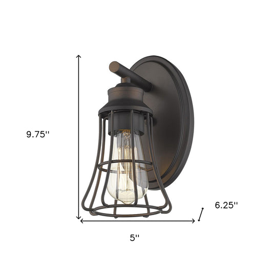 One Light Bronze Cage Wall Light