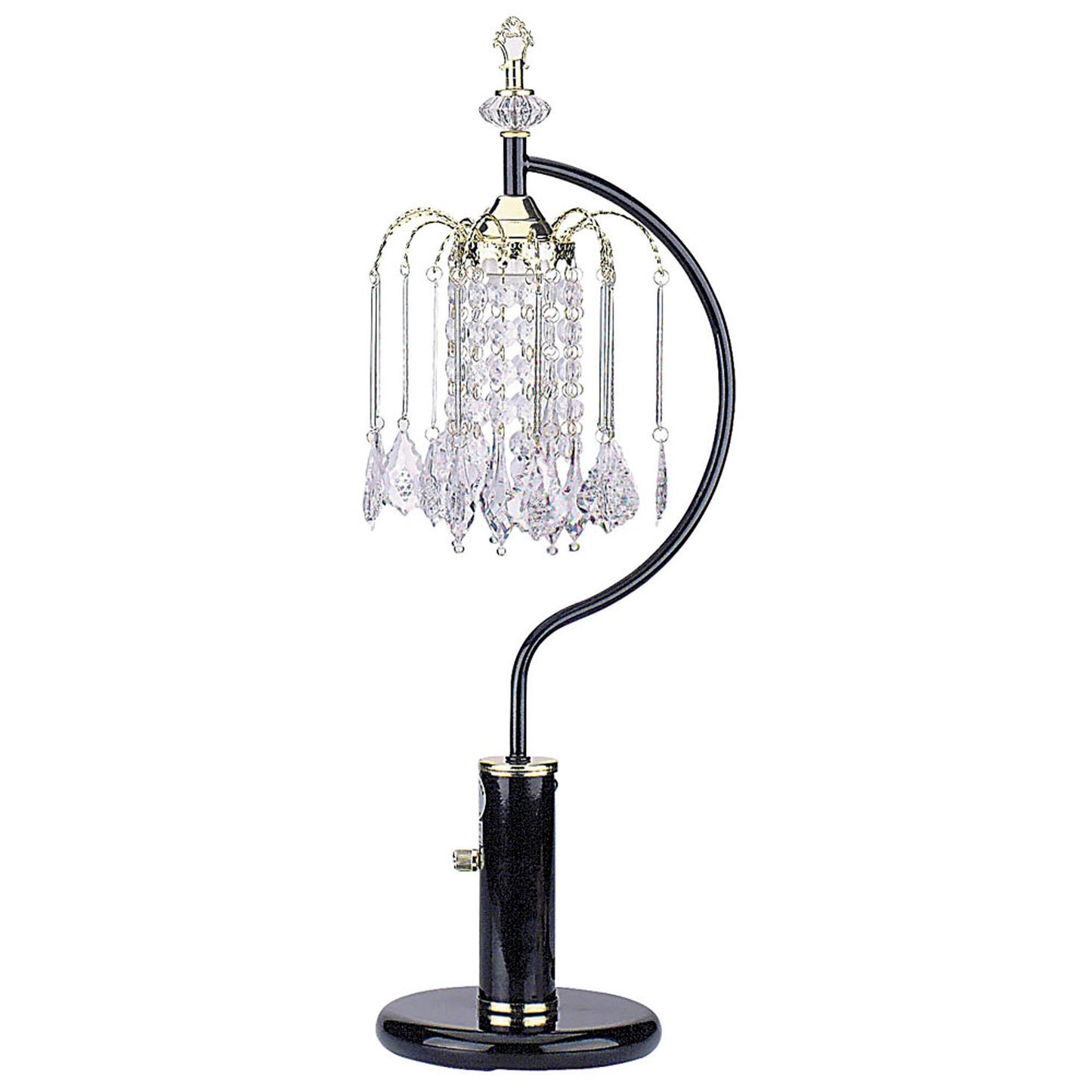 27" Black and Gold Metal Faux Crystal Chandelier Table Lamp