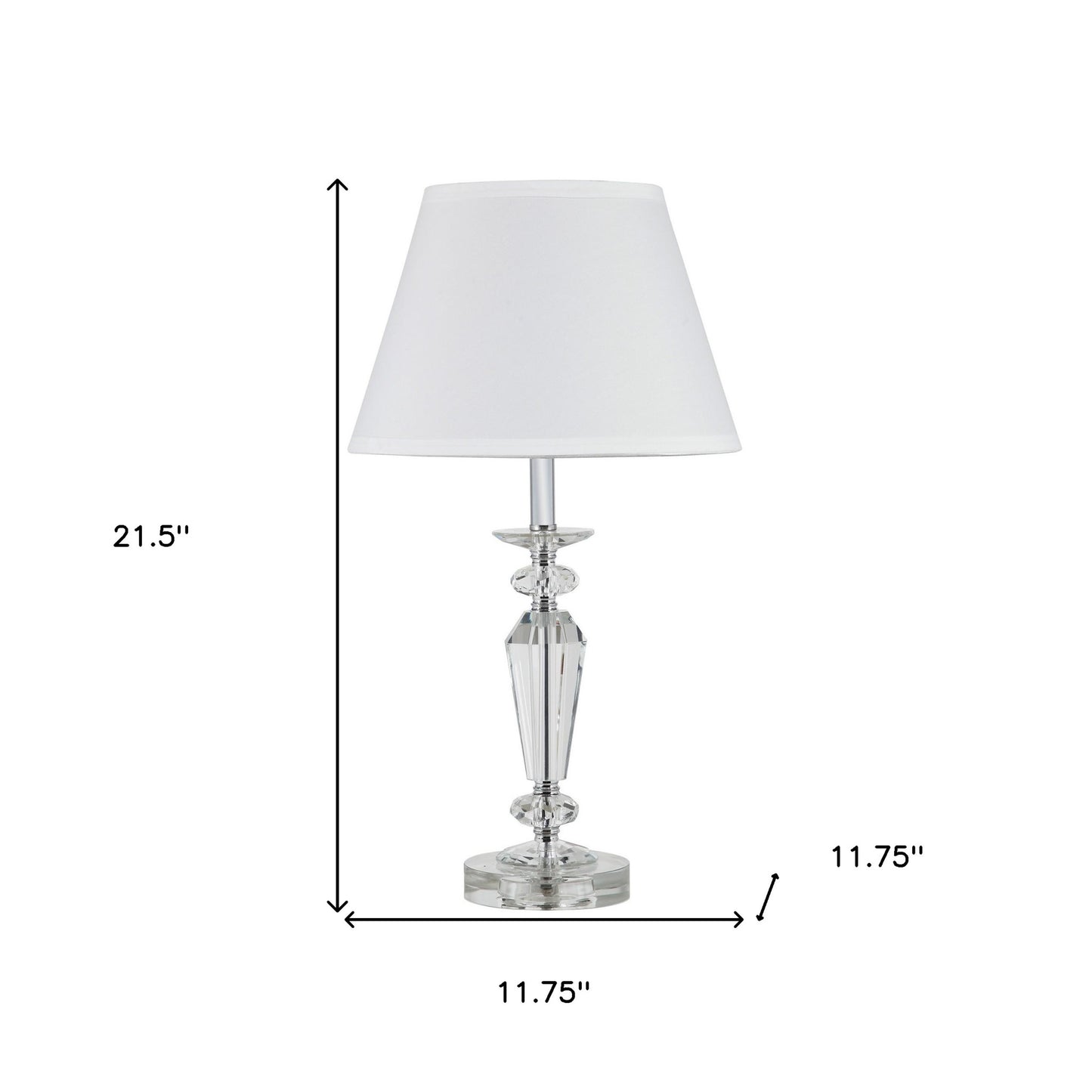 22" Clear Bedside Table Lamp With White Empire Shade