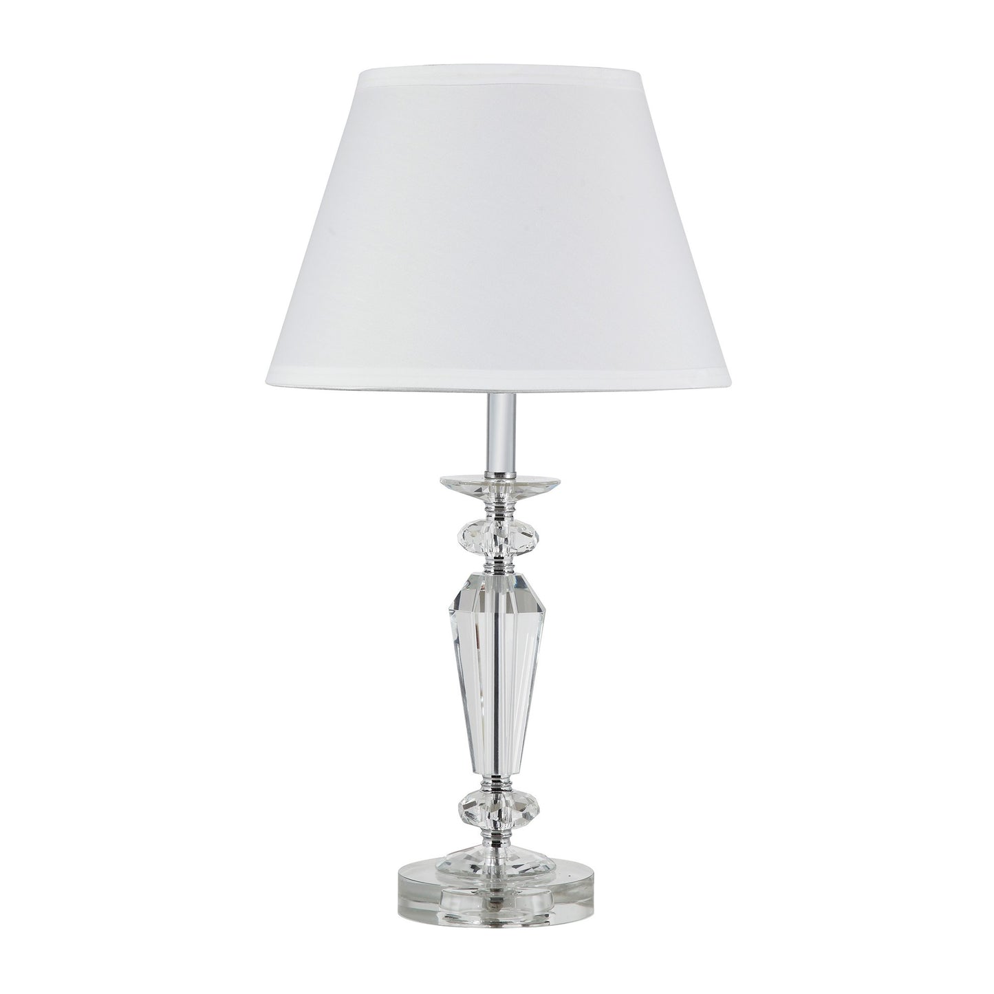 22" Clear Bedside Table Lamp With White Empire Shade