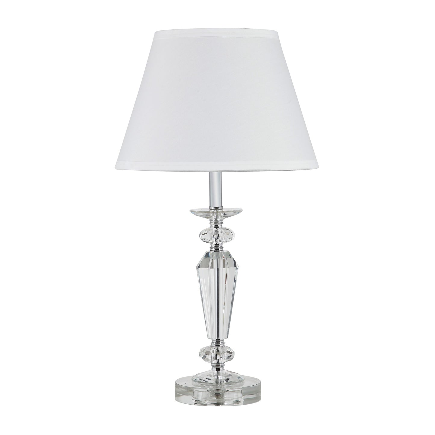 22" Clear Bedside Table Lamp With White Empire Shade