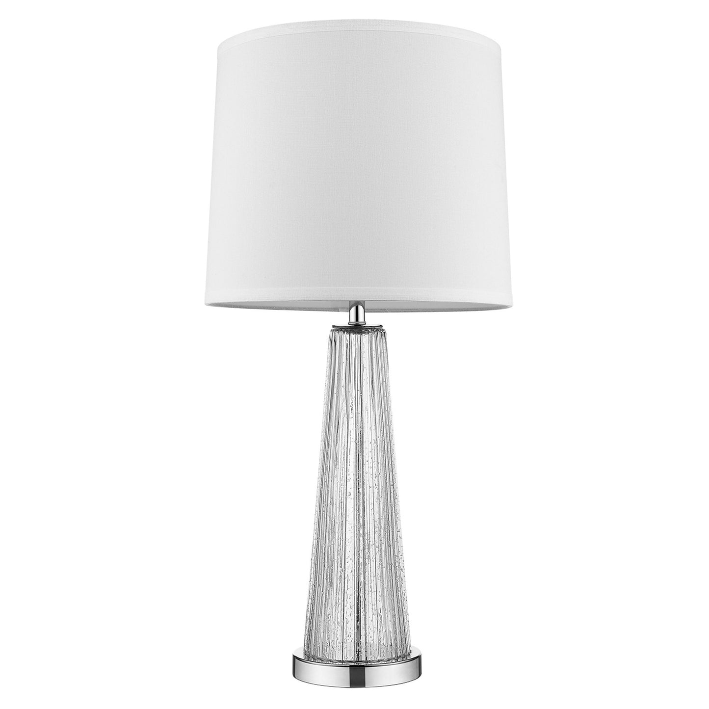 29" Silver Metal Table Lamp With White Empire Shade