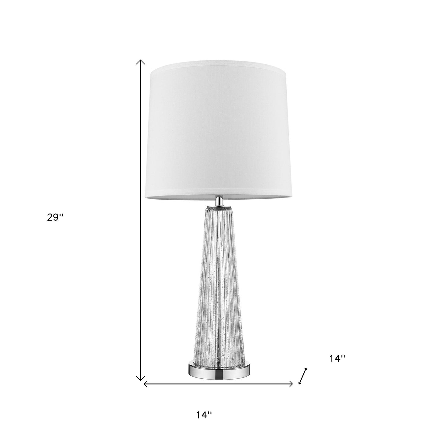 29" Silver Metal Table Lamp With White Empire Shade