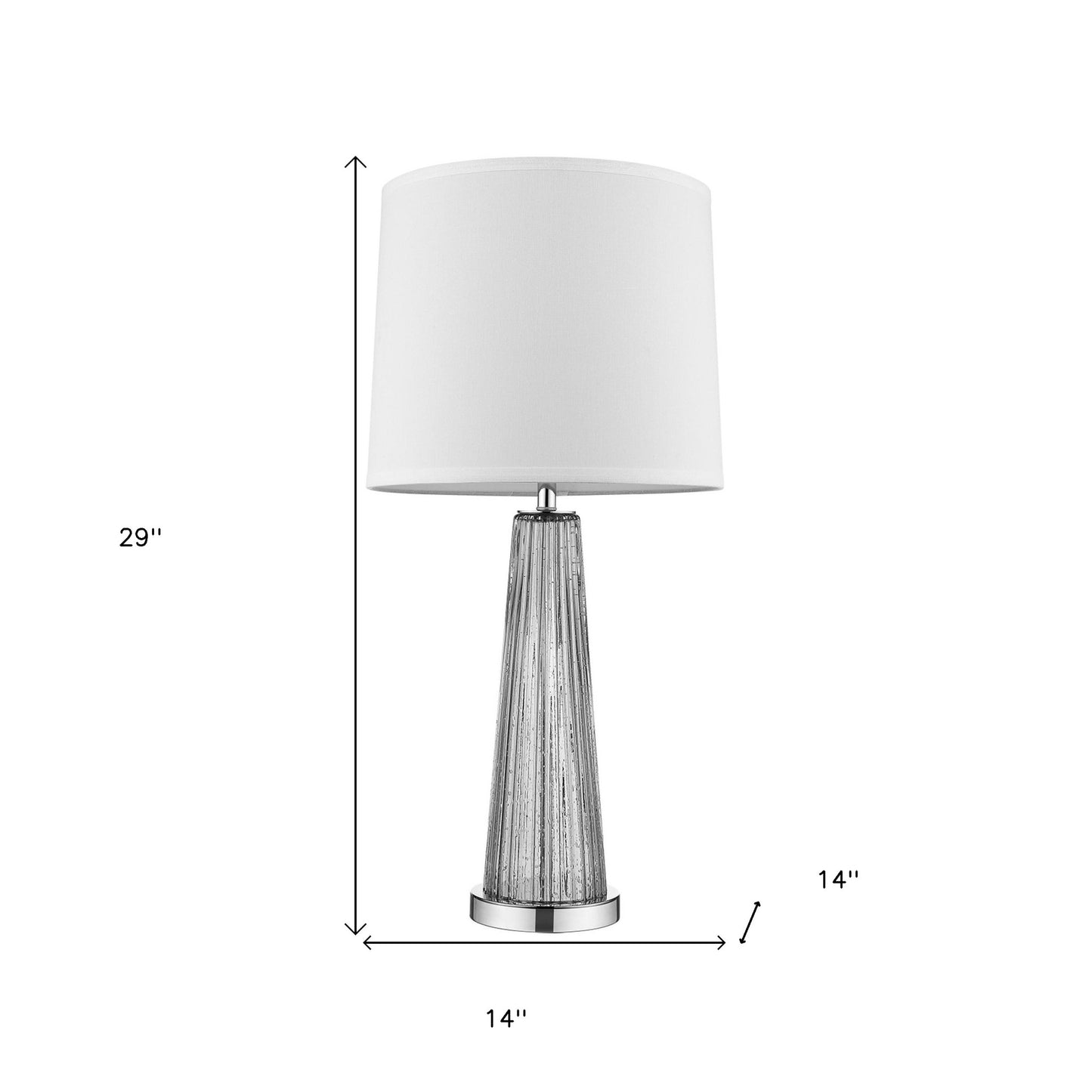 29" Silver Metal Table Lamp With White Empire Shade