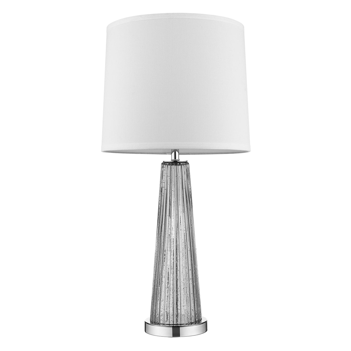 29" Silver Metal Table Lamp With White Empire Shade