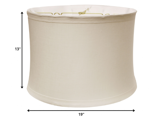 19" Snow Drum Trimmed Linen Lampshade