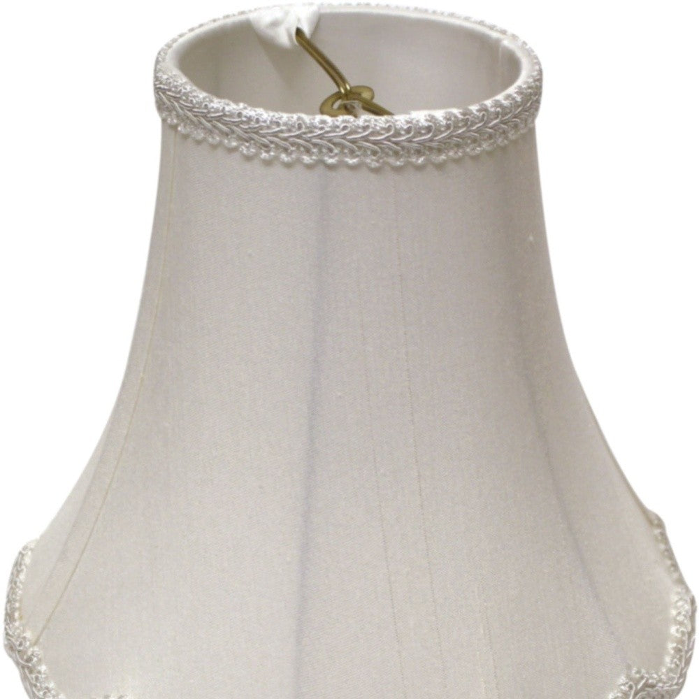 14" White Slanted Scallop Bell Monay Shantung Lampshade