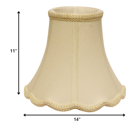 14" Ivory Slanted Scallop Bell Monay Shantung Lampshade