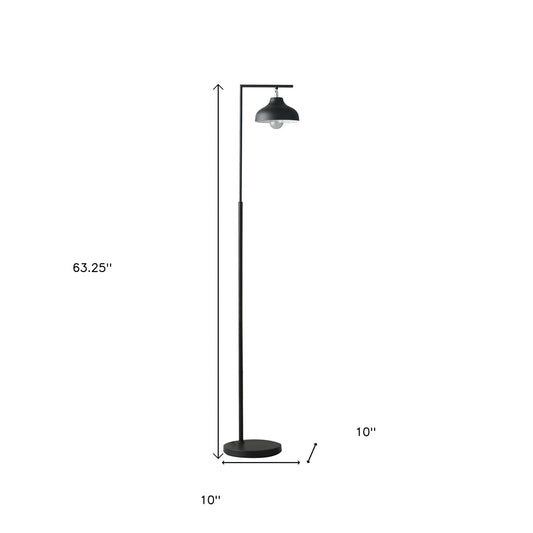 63" Black Modern Farmhouse Floor Lamp with Black Shade