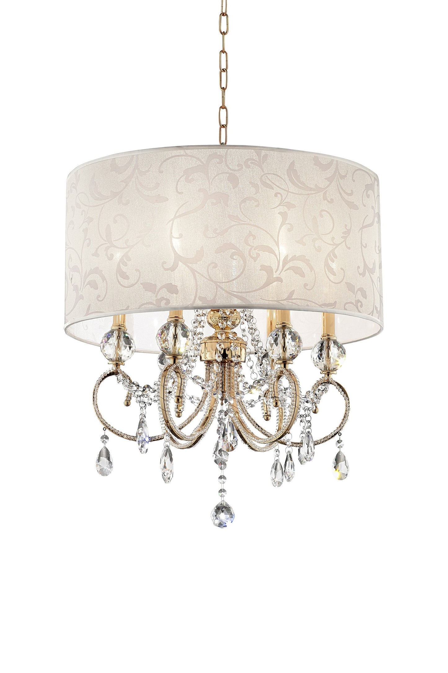 Stunning Brass Gold Finish Ceiling Lamp with Crystal Accents