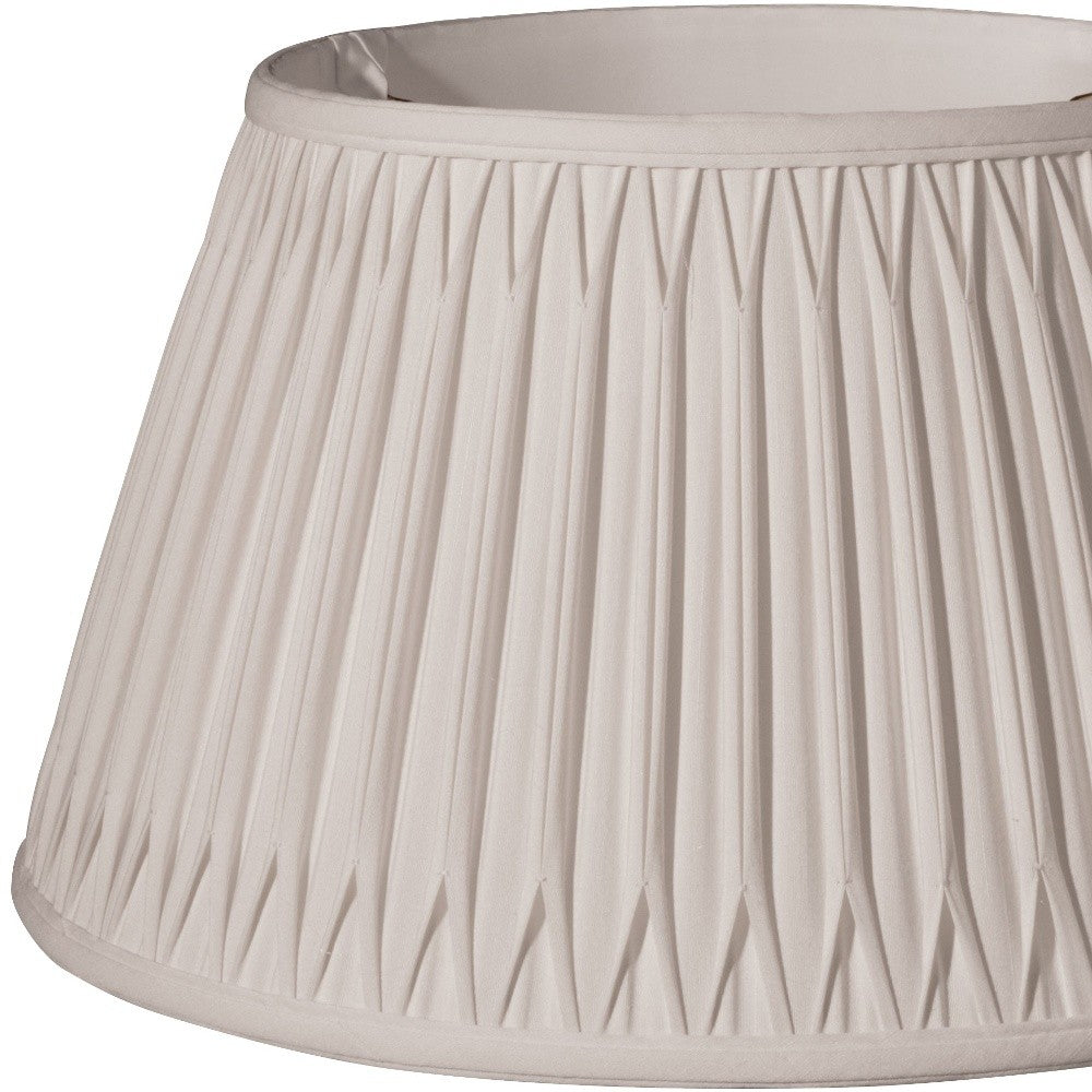 19" Cream Shallow Drum Smocked Shantung Lampshade