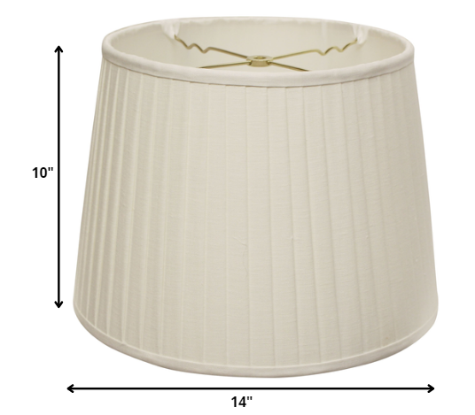 14" White Paperback Linen Lampshade with Side Pleats