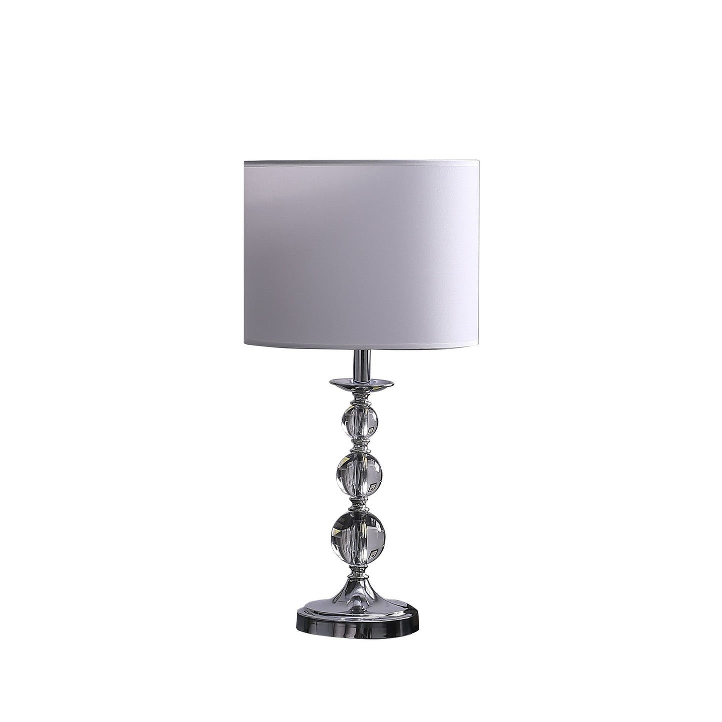 20" Silver Bedside Table Lamp With White Drum Shade