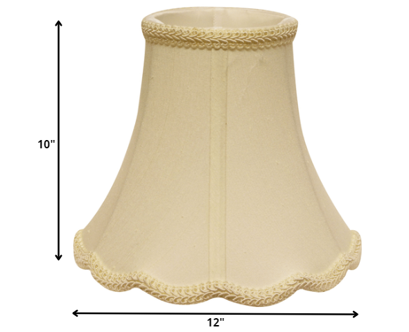 12" Ivory Slanted Scallop Bell Monay Shantung Lampshade