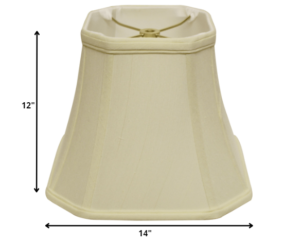 14" Ivory Slanted Square Bell Monay Shantung Lampshade