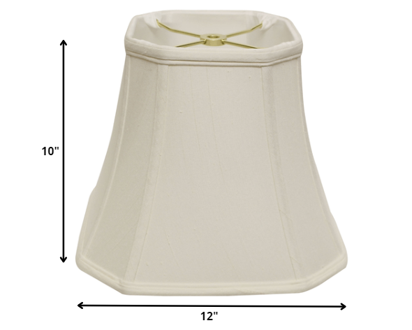 12" White Slanted Square Bell Monay Shantung Lampshade