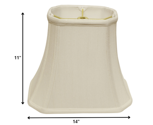 14" White Slanted Rectange Bell Monay Shantung Lampshade