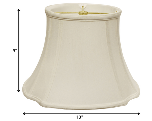 13" White Reversed Oval Monay Shantung Lampshade