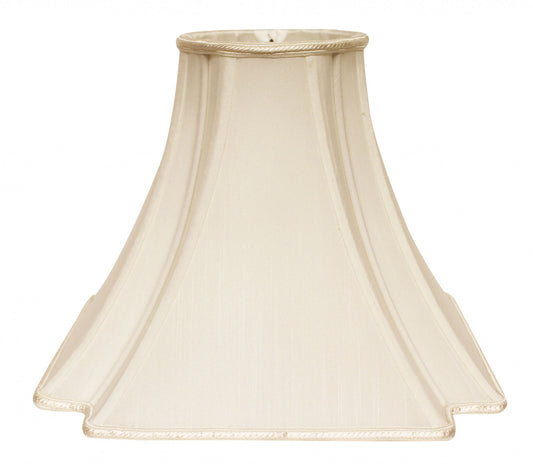 12" Ivory Slanted Notch Square Shantung Lampshade