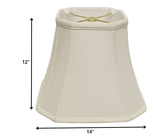 14" White Slanted Square Bell Monay Shantung Lampshade