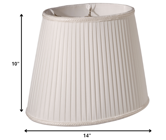 14" White Oval Side Pleat Paperback Shantung Lampshade