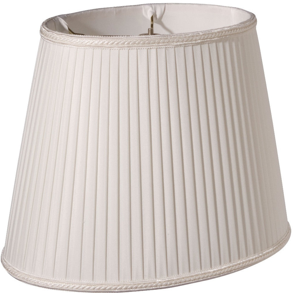 14" White Oval Side Pleat Paperback Shantung Lampshade